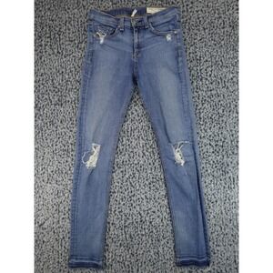 Rag & Bone Capri Jeans Womens 27 Blue Good Distressed Raw Hem W1526K520IN